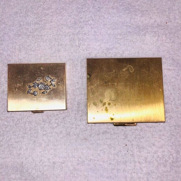 Vintage Metal Coin Holder Money Clip Purse Bronze Trinket Case Compact Lot 2 - Picture 2 of 11